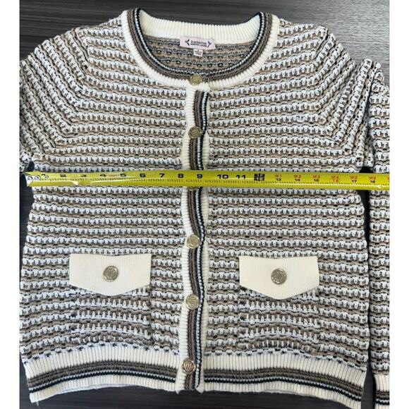 Nanette Lepore Cardigan Camel/ Cream Cozy Prewashed Yarn Cardigan Jacket S NWT - Picture 10 of 10